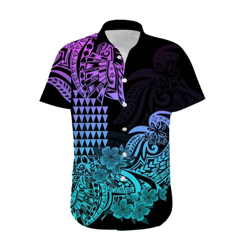 Hawaii Kakau Matching Dress and Hawaiian Shirt Polynesian Flower Tribal Heliotrope Version LT9 - Polynesian Pride