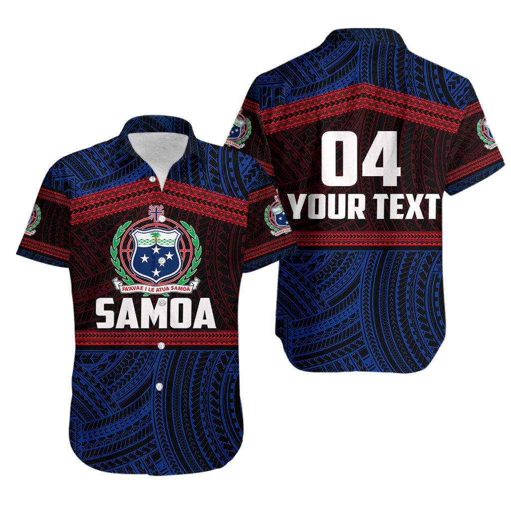 (Custom Personalised)Samoa Rugby Polynesian Patterns Hawaiian Shirt Blue Unisex Blue - Polynesian Pride