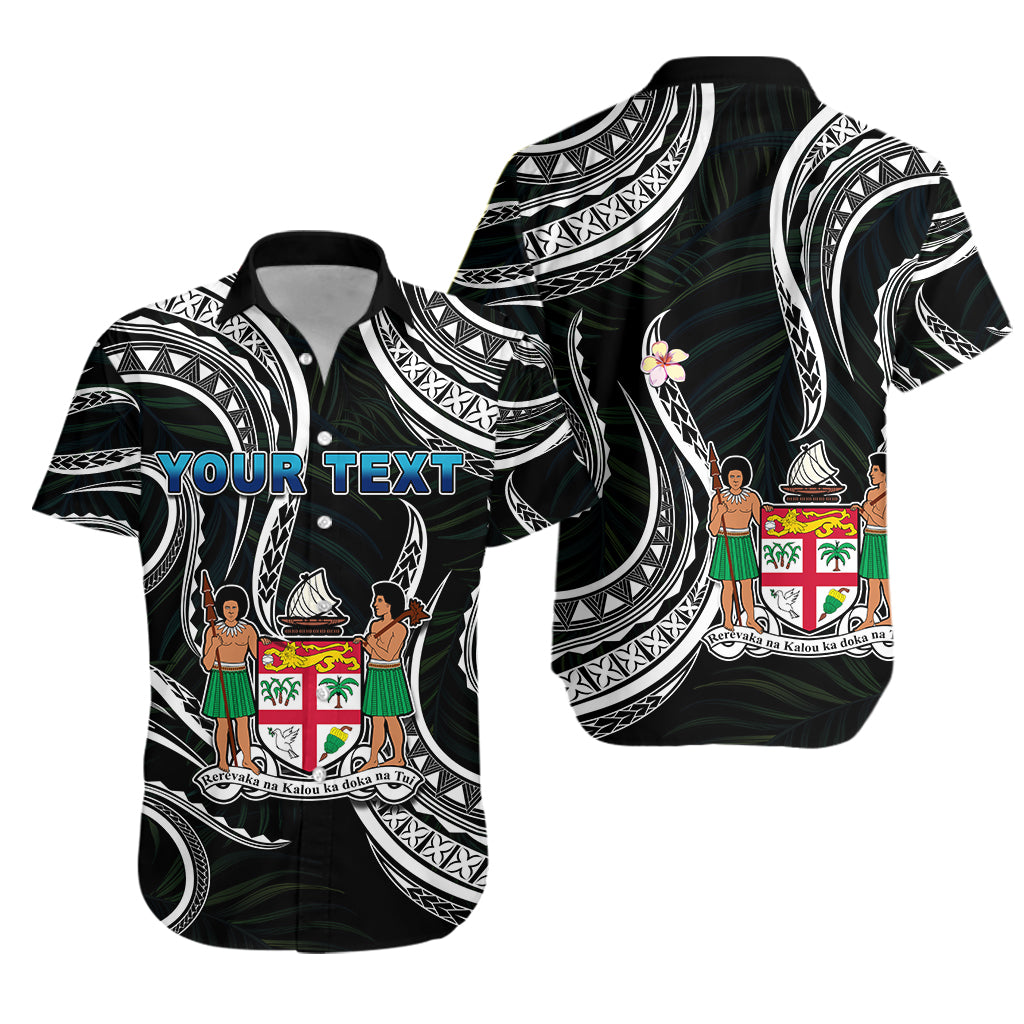 (Custom Personalised) Fiji Coat of Arms Hawaiian Shirt Polynesian mix Coconut Pattern LT13 Unisex Black - Polynesian Pride