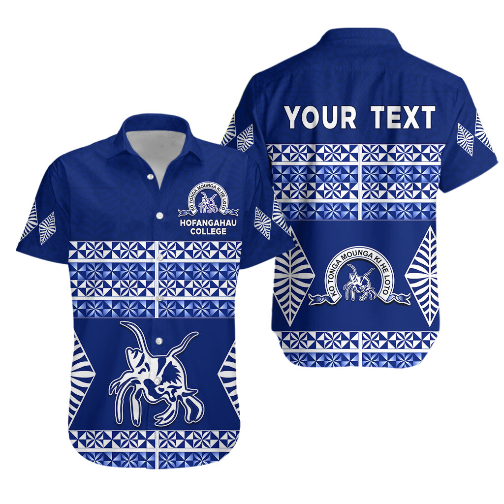 (Custom Personalised) Hofangahau College Hawaiian Shirt 'Eua Tonga Pattern LT13 Unisex Blue - Polynesian Pride