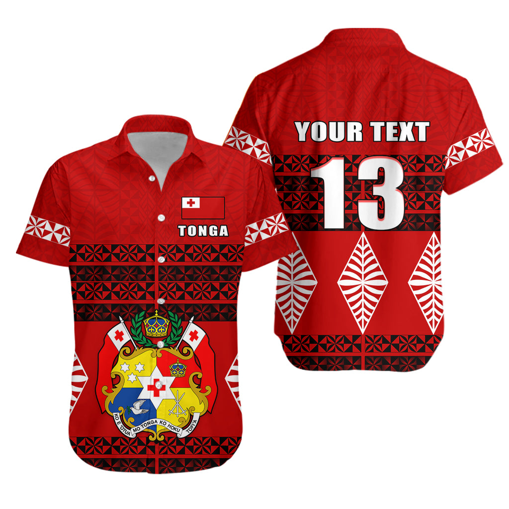 (Custom Personalised) Tonga Hawaiian Shirt - Tongan Pattern - Custom Text and Number LT13 Unisex Red - Polynesian Pride