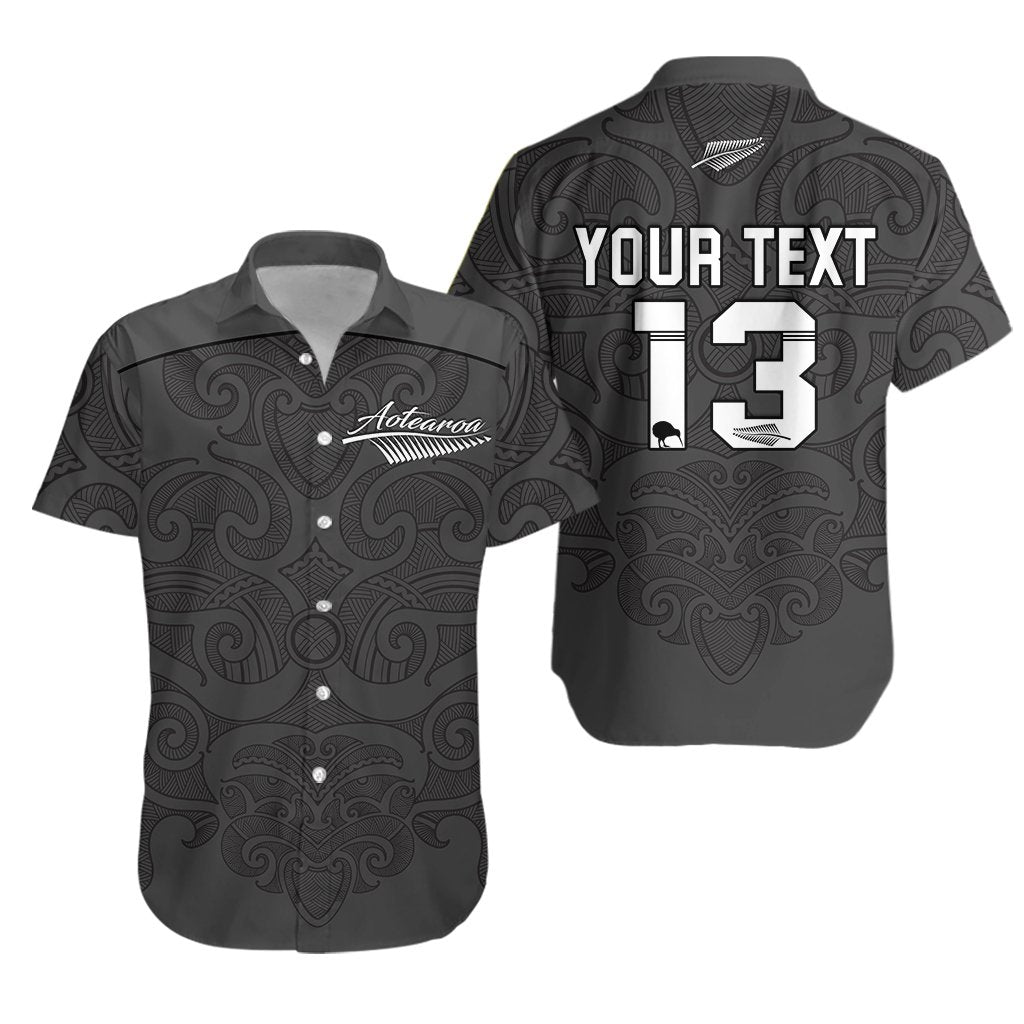 (Custom Personalised) Maori 2021 Hawaiian Shirt - Aotearoa Tattoo - Custom Text and Number LT13 Unisex Gray - Polynesian Pride