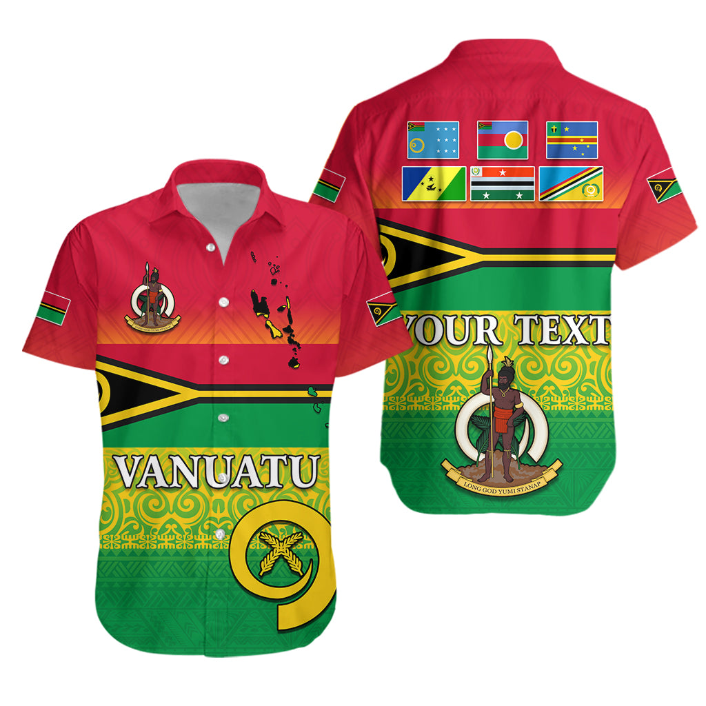 (Custom Personalised) Vanuatu Color Hawaiian Shirt Six Provinces and Map LT13 Unisex Red - Polynesian Pride