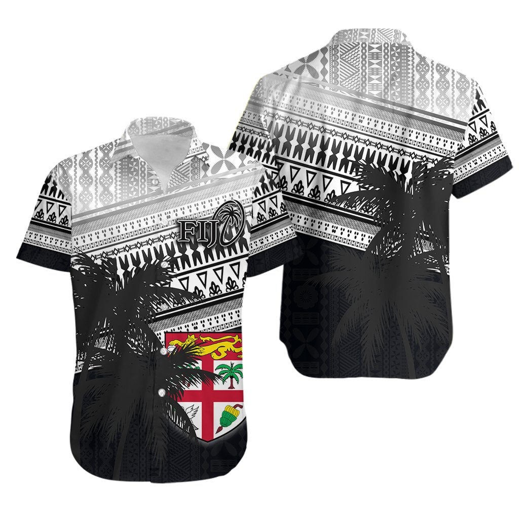 Fiji Rugby Makare And Tapa Patterns Hawaiian Shirt Black Unisex Black - Polynesian Pride