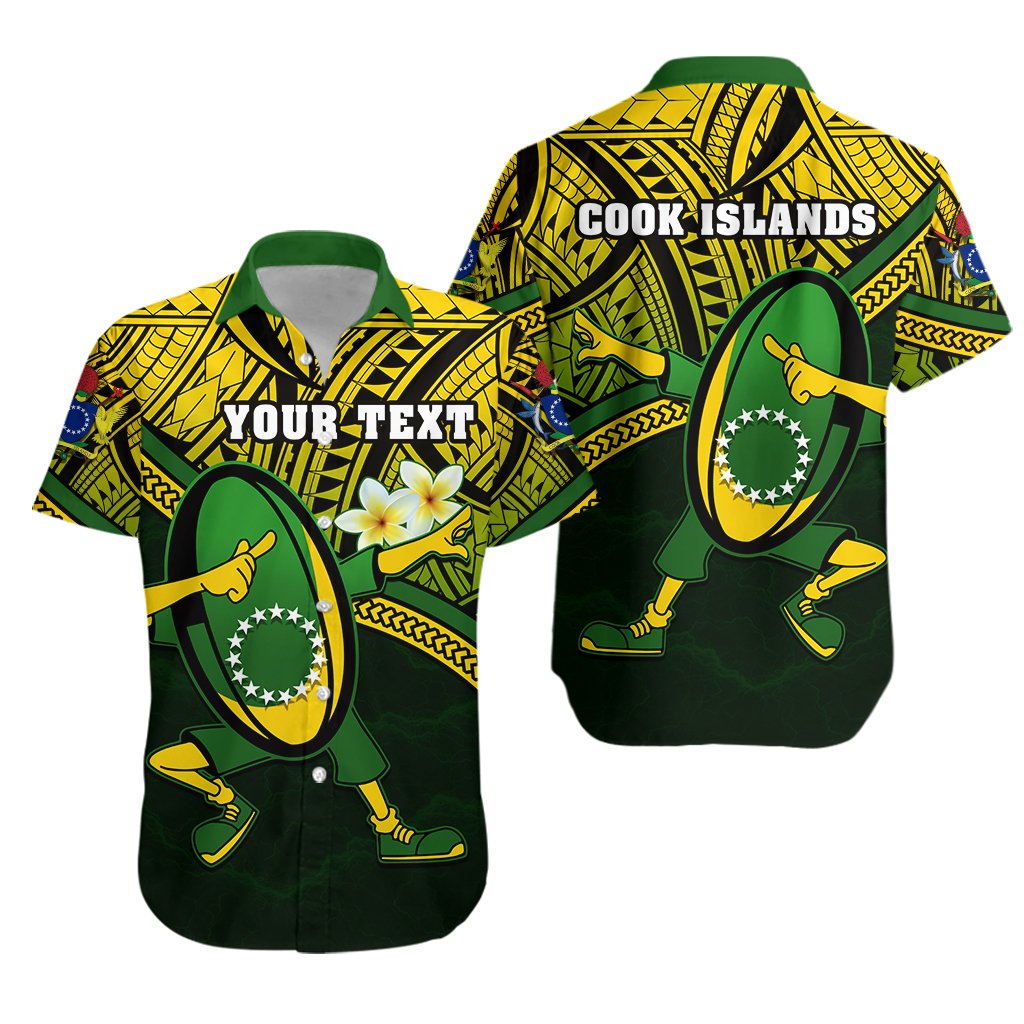 (Custom Personalised) Cook Islands Rugby Hawaiian Shirt Dab Trend Creative Unisex Green - Polynesian Pride