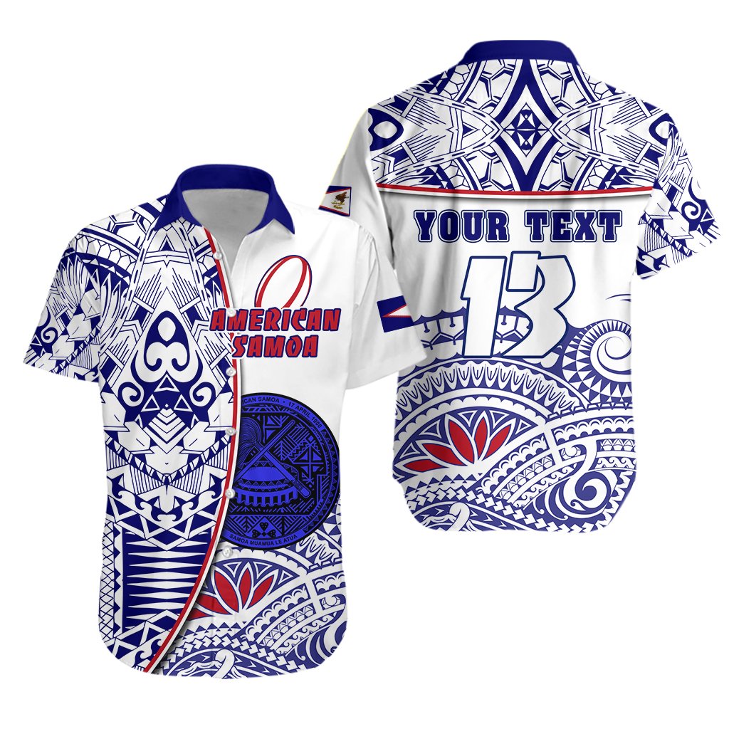 (Custom Personalised) American Samoa Rugby Hawaiian Shirt Special - Custom Text and Number Unisex Blue - Polynesian Pride