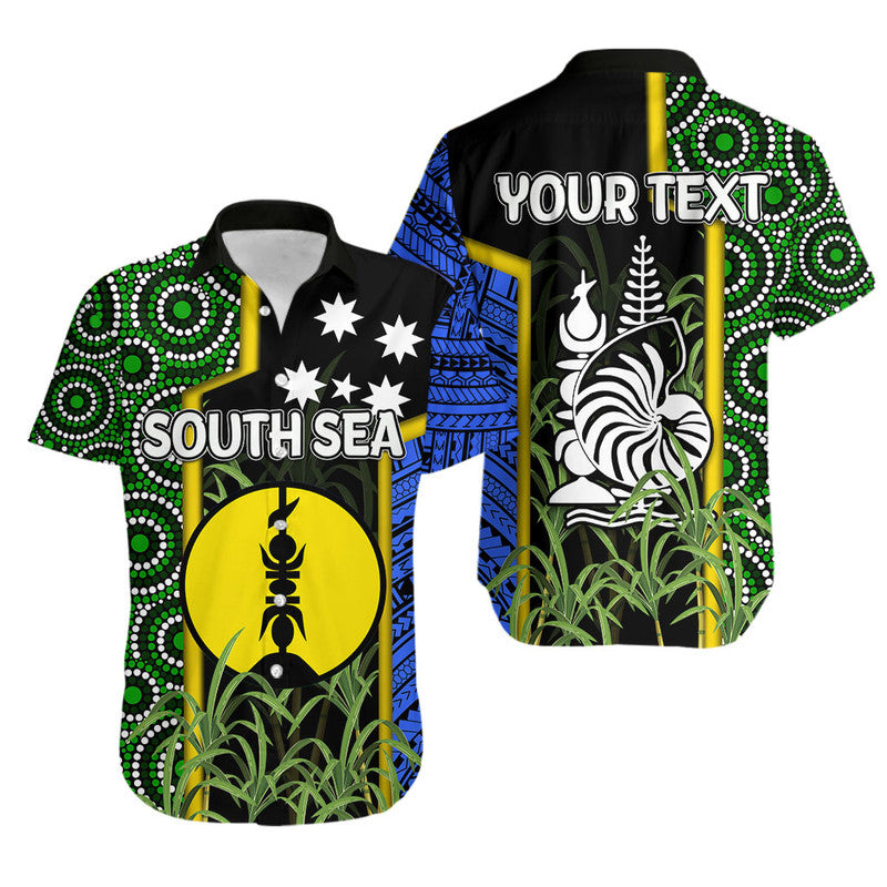 (Custom Personalised) South Sea Islanders Flag Style Hawaiian Shirt New Caledonia LT6 Black - Polynesian Pride