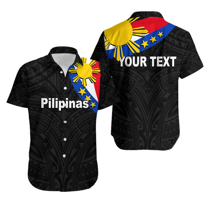 (Custom Personalised) Pilipinas Hawaiian Shirt Simple Style - Black LT6 Black - Polynesian Pride