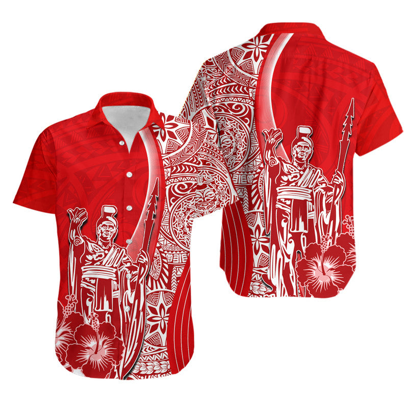 Hawaiian King Kamehameha Hawaiian Shirt Vibe Red Style LT6 Red - Polynesian Pride