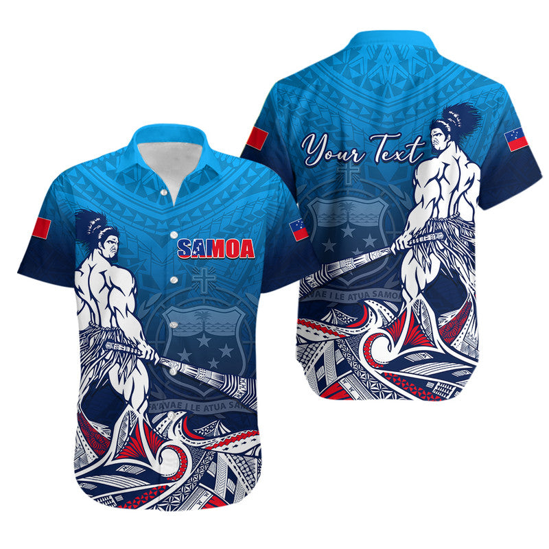 (Custom Personalised) Samoa Warrior Hawaiian Shirt Polynesian No.1 LT6 Blue - Polynesian Pride