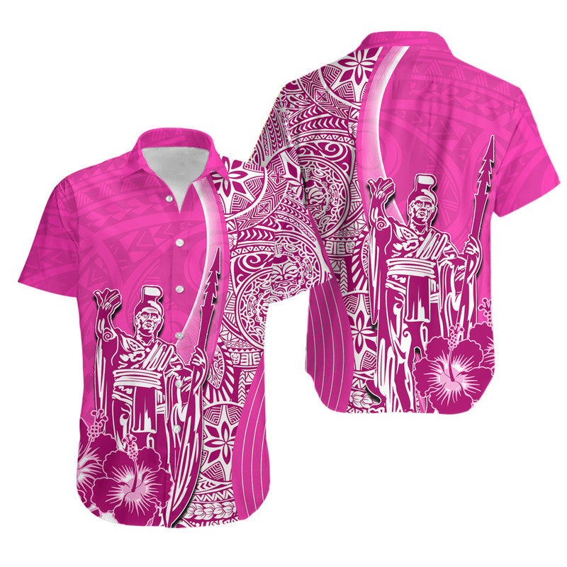 Hawaiian King Kamehameha Hawaiian Shirt Vibe Pink Style LT6 Pink - Polynesian Pride