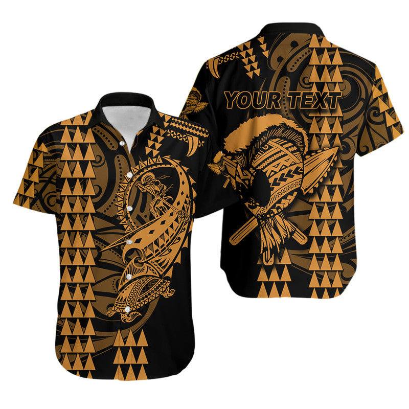 (Custom Personalised) Hawaii Polynesian Warrior Kakau Hawaiian Shirt - Gold LT6 Gold - Polynesian Pride