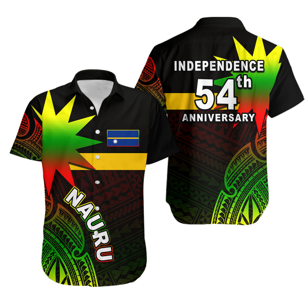 Nauru Independence Day Hawaiian Shirt Flag In Heart No.3 LT6 Unisex Black - Polynesian Pride