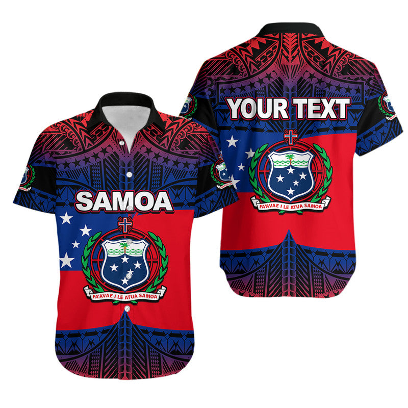 (Custom Personalised) Samoa Hawaiian Shirt Mix Flag LT6 Blue - Polynesian Pride