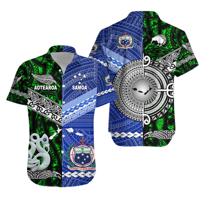 Samoa And New Zealand Hawaiian Shirt Together - Green LT8 Green - Polynesian Pride