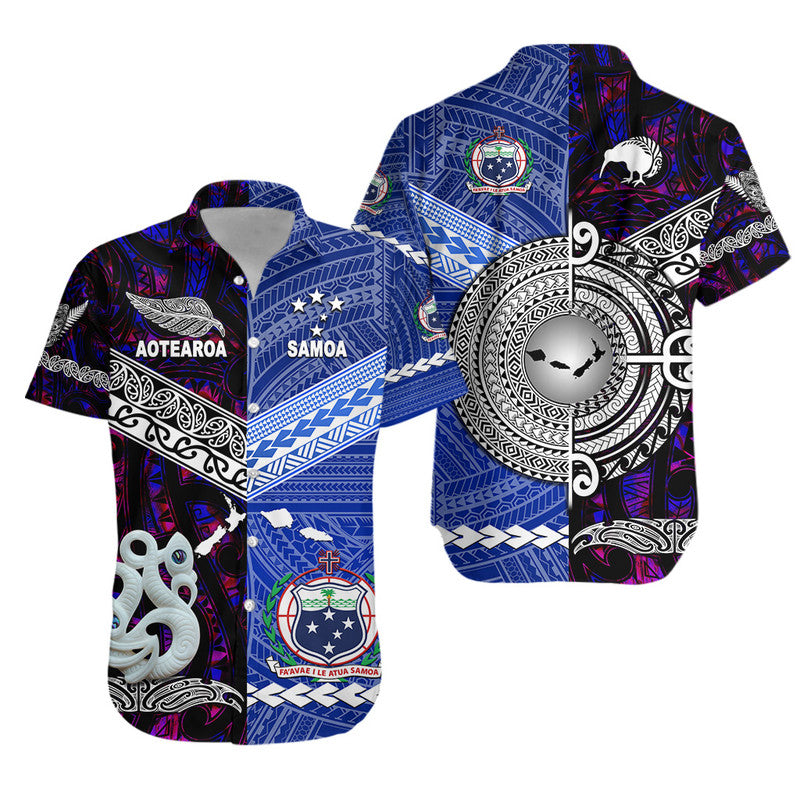 Samoa And New Zealand Hawaiian Shirt Together - Purple LT8 Unisex Purple - Polynesian Pride