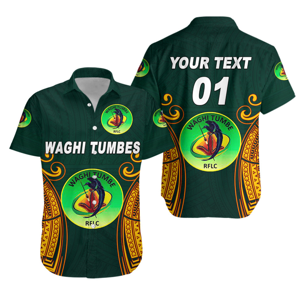 (Custom Personalised) Papua New Guinea Waghi Tumbes Hawaiian Shirt Rugby - Green, Custom Text And Number LT8 Unisex Green - Polynesian Pride