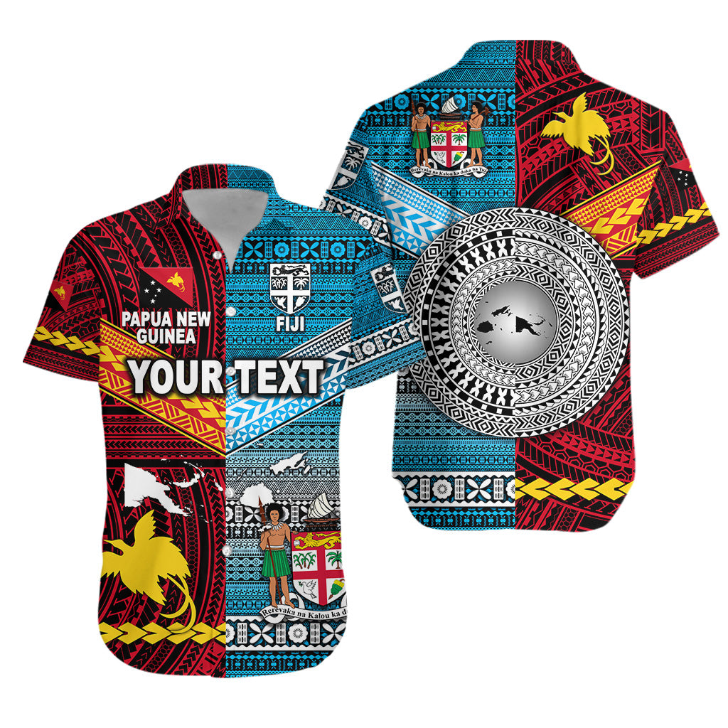 (Custom Personalised) Papua New Guinea Polynesian And Fiji Tapa Together Hawaiian Shirt - Bright Color LT8 Unisex Red - Polynesian Pride