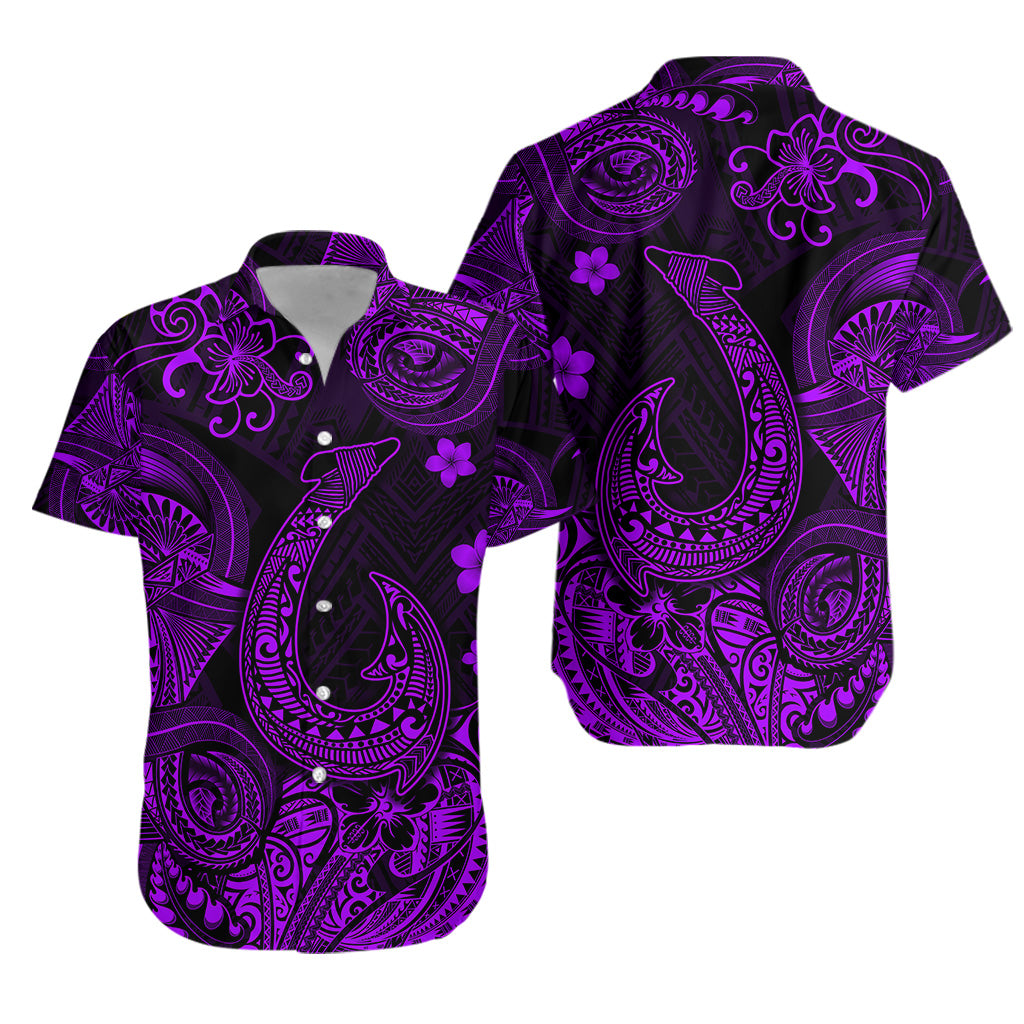 Hawaii Fish Hook Polynesian Hawaiian Shirt Unique Style - Purple LT8 Unisex Purple - Polynesian Pride