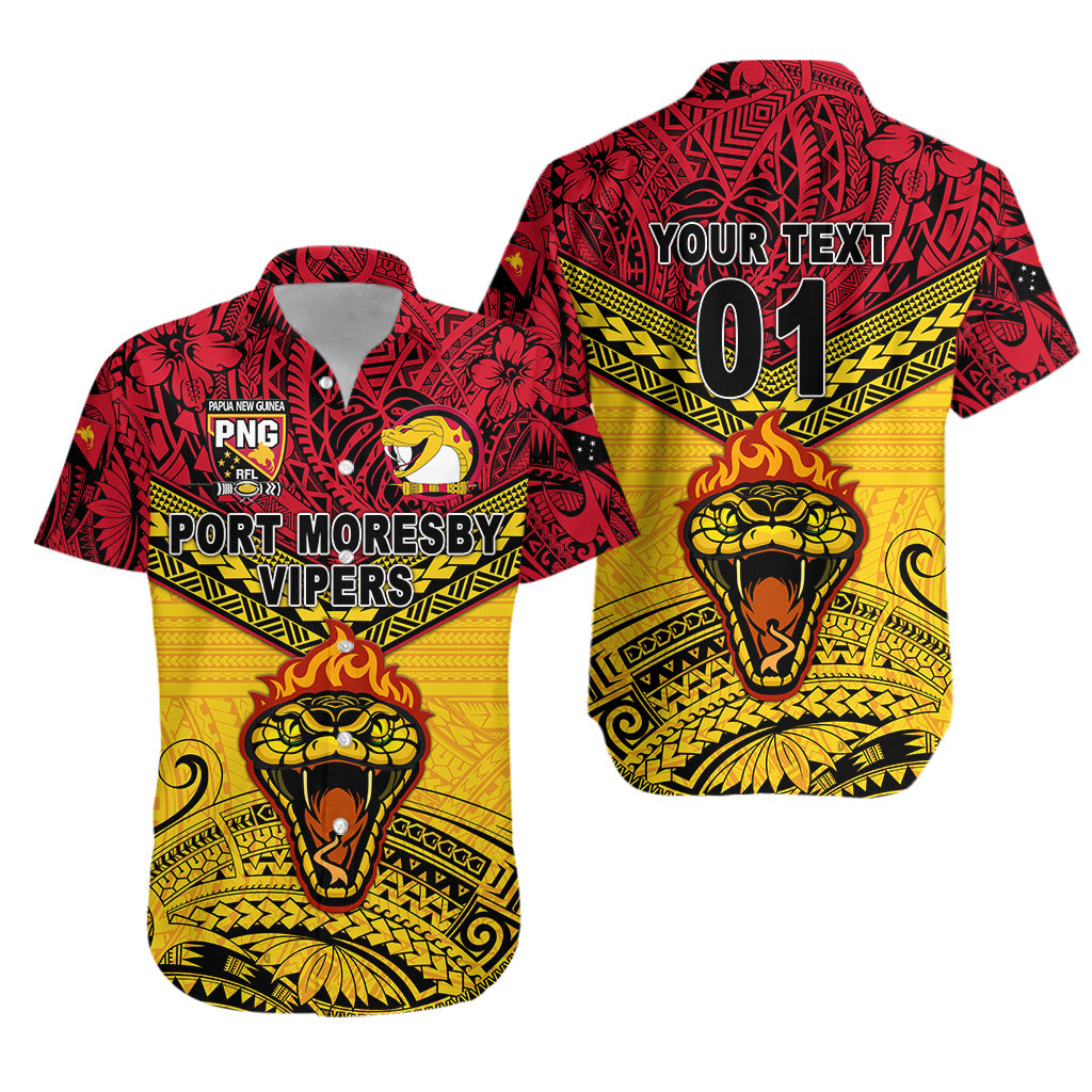 (Custom Personalised) Papua New Guinea Port Moresby Vipers Hawaiian Shirt Rugby Original Style - Red, Custom Text And Number LT8 Unisex Red - Polynesian Pride