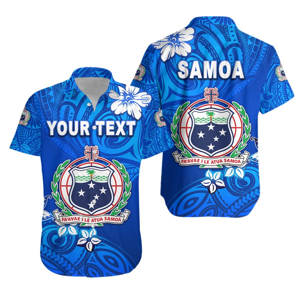 (Custom Personalised) Manu Samoa Rugby Hawaiian Shirt Unique Vibes Coat Of Arms - Full Blue Unisex Blue - Polynesian Pride