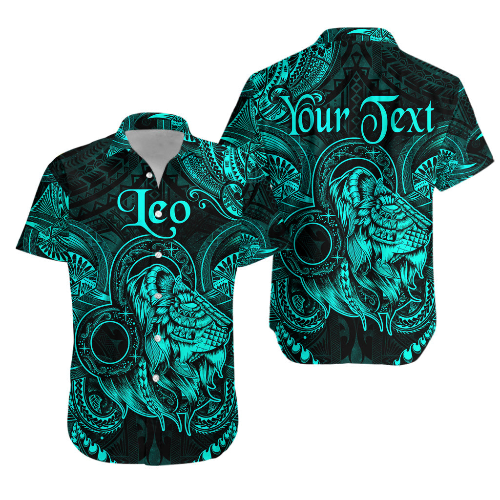 (Custom Personalised) Leo Zodiac Polynesian Hawaiian Shirt Unique Style - Turquoise LT8 - Polynesian Pride