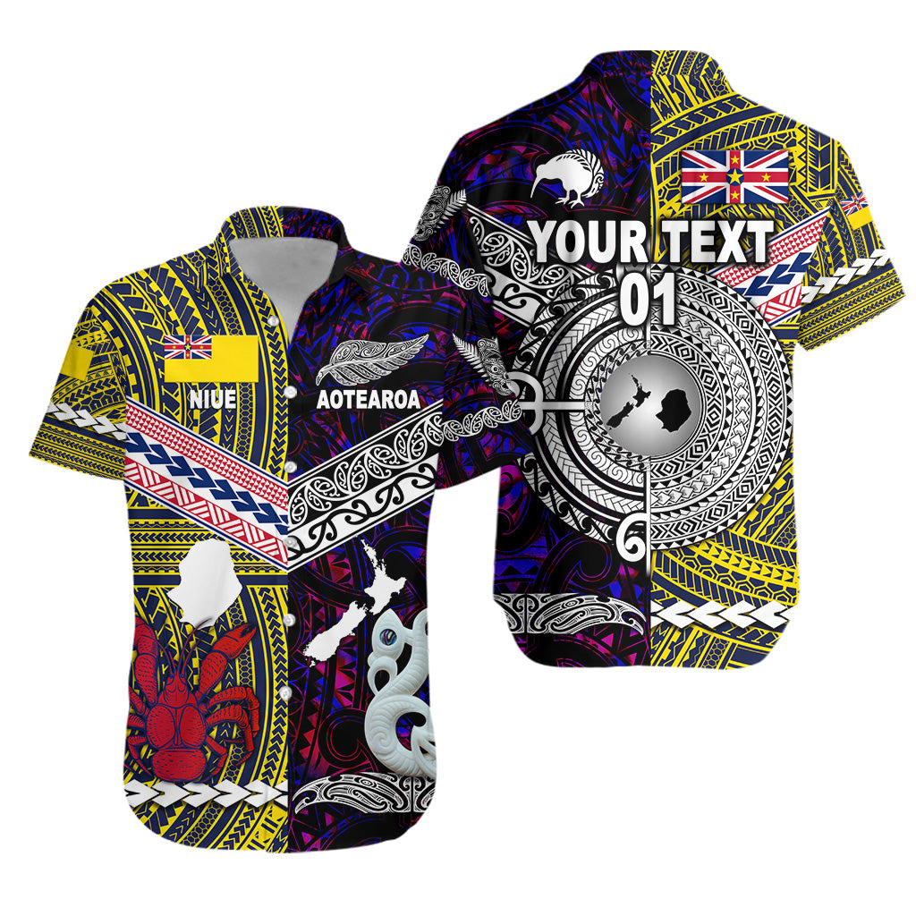 (Custom Personalised) New Zealand Maori Aotearoa And Niue Together Hawaiian Shirt - Purple, Custom Text And Number LT8 Unisex Yellow - Polynesian Pride