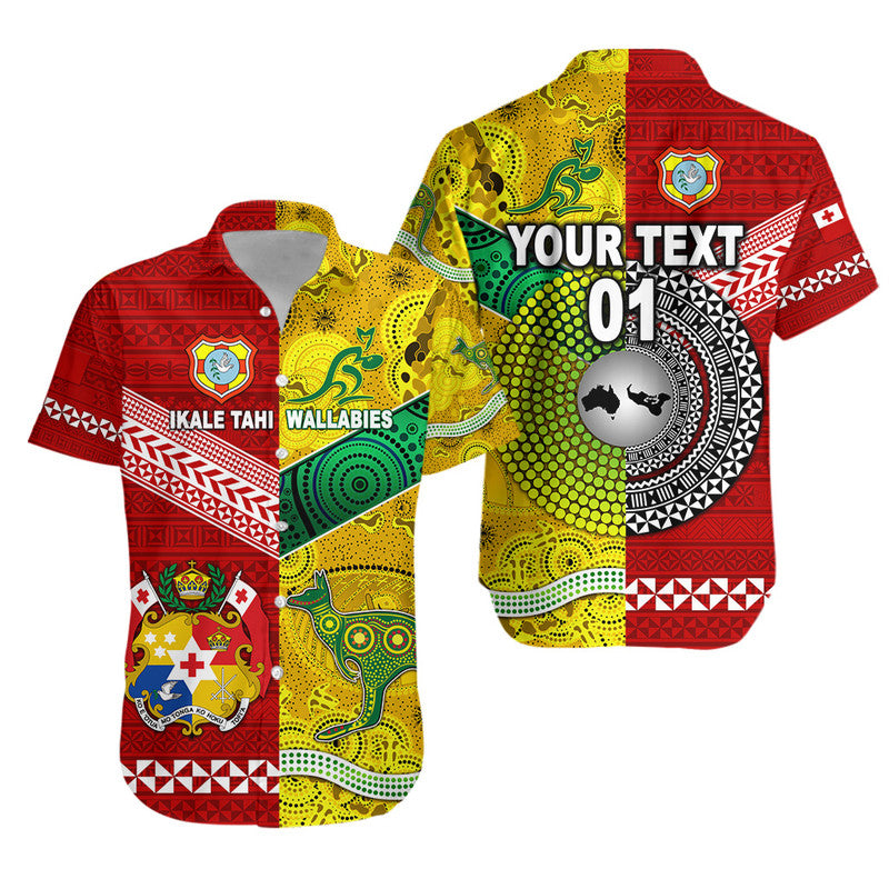 (Custom Personalised) Tonga Ikale Tahi Ngatu And Australia Wallabies Aboriginal Hawaiian Shirt Rugby Together LT8 - Polynesian Pride