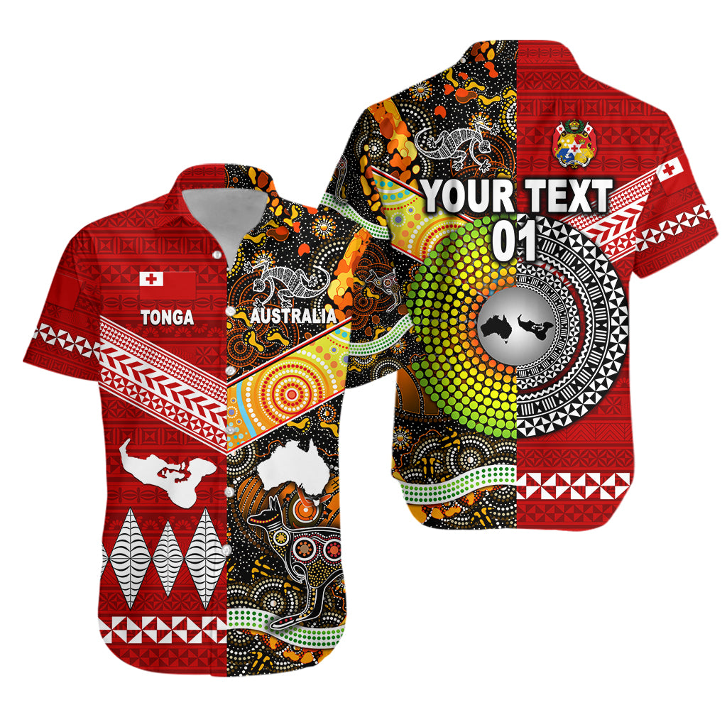 (Custom Personalised) Tonga Ngatu And Australia Aboriginal Hawaiian Shirt Together, Custom Text And Number LT8 Unisex Red - Polynesian Pride