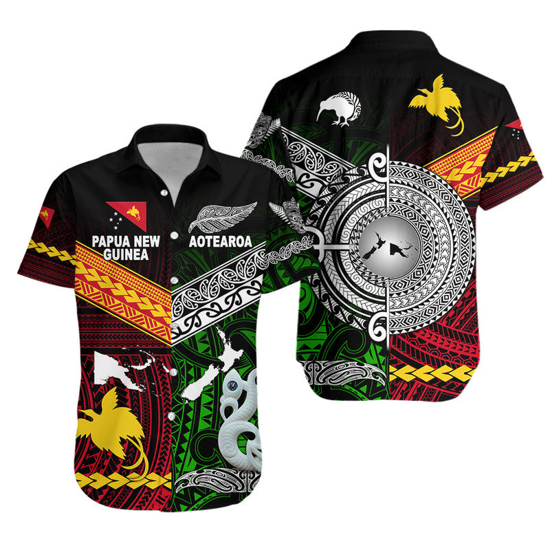 New Zealand And Papua New Guinea Hawaiian Shirt Together - Green LT8 Unisex Green - Polynesian Pride