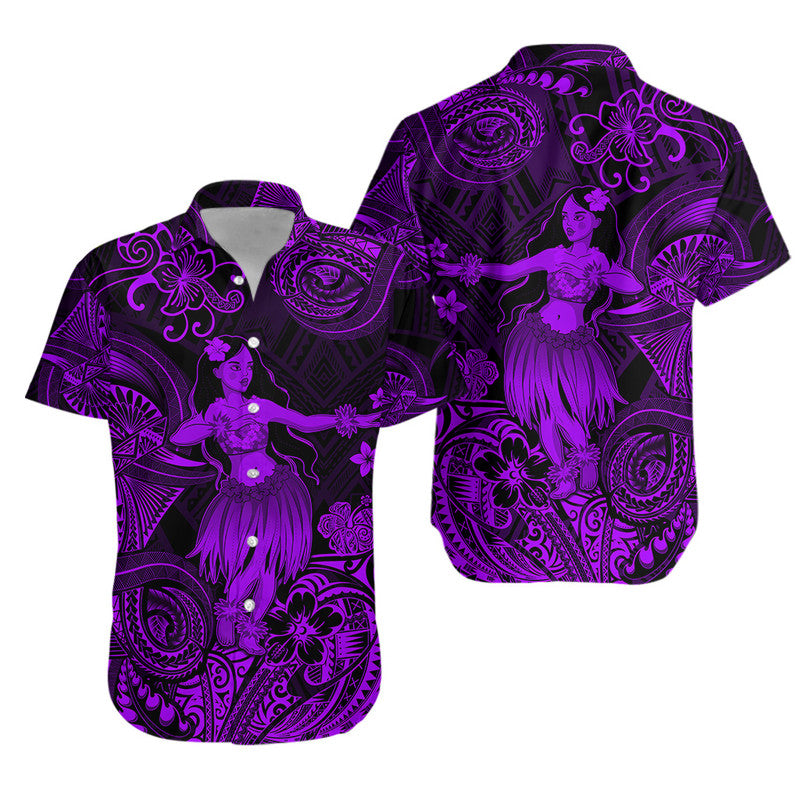 Hawaii Hula Girl Polynesian Matching Dress and Hawaiian Shirt Matching Couples Outfit Unique Style Purple LT8 - Polynesian Pride