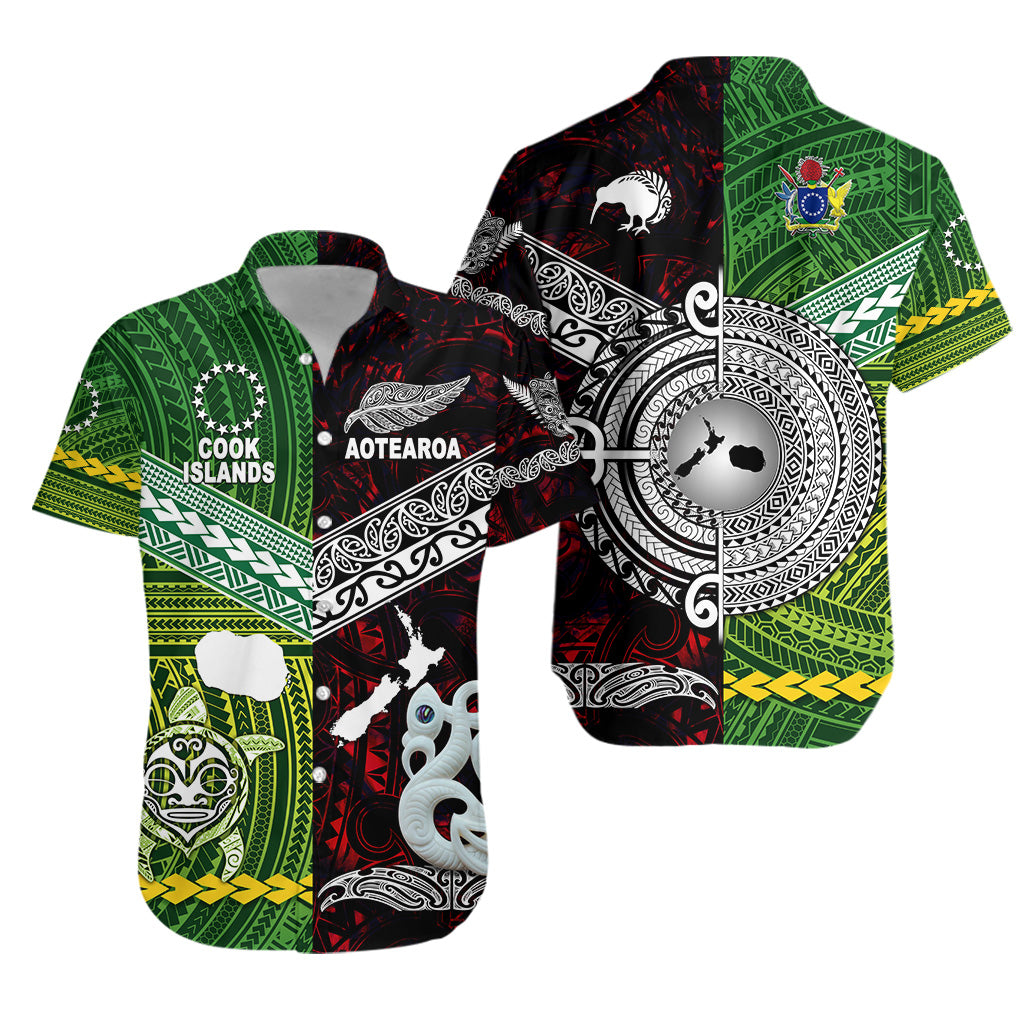 New Zealand Maori Aotearoa Hawaiian Shirt Cook Islands Together - Red LT8 Unisex Green - Polynesian Pride