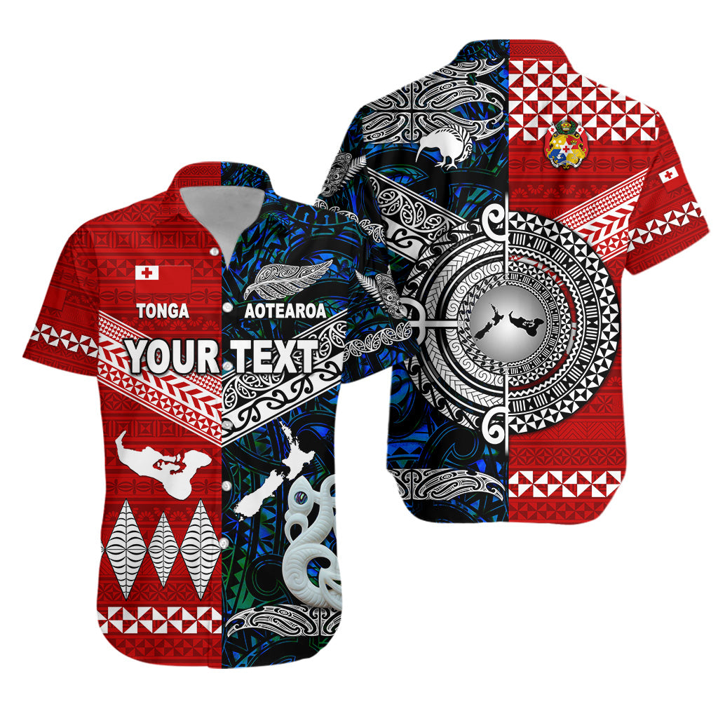 (Custom Personalised) New Zealand Maori Aotearoa Tonga Polynesian Together Hawaiian Shirt - Blue LT8 Unisex Red - Polynesian Pride