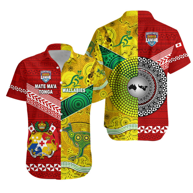 Mate Ma'a Tonga Ngatu And Australia Wallabies Aboriginal Hawaiian Shirt Rugby Together LT8 Kid - Polynesian Pride