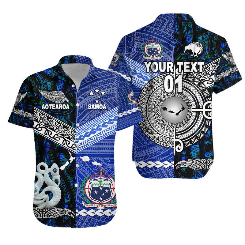 (Custom Personalised) Samoa And New Zealand Hawaiian Shirt Together - Blue LT8 Unisex Blue - Polynesian Pride