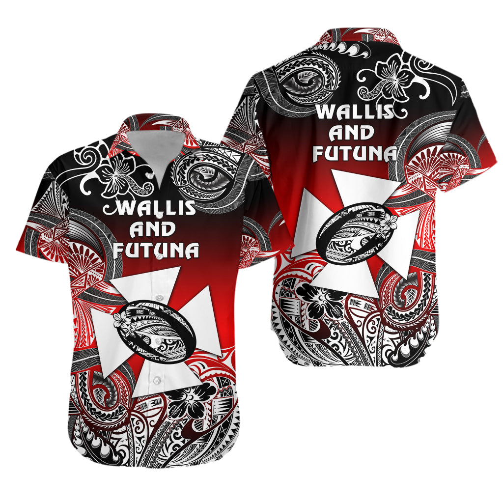 Wallis and Futuna Polynesian Hawaiian Shirt Unique Style - Gradient Red Black LT8 - Polynesian Pride