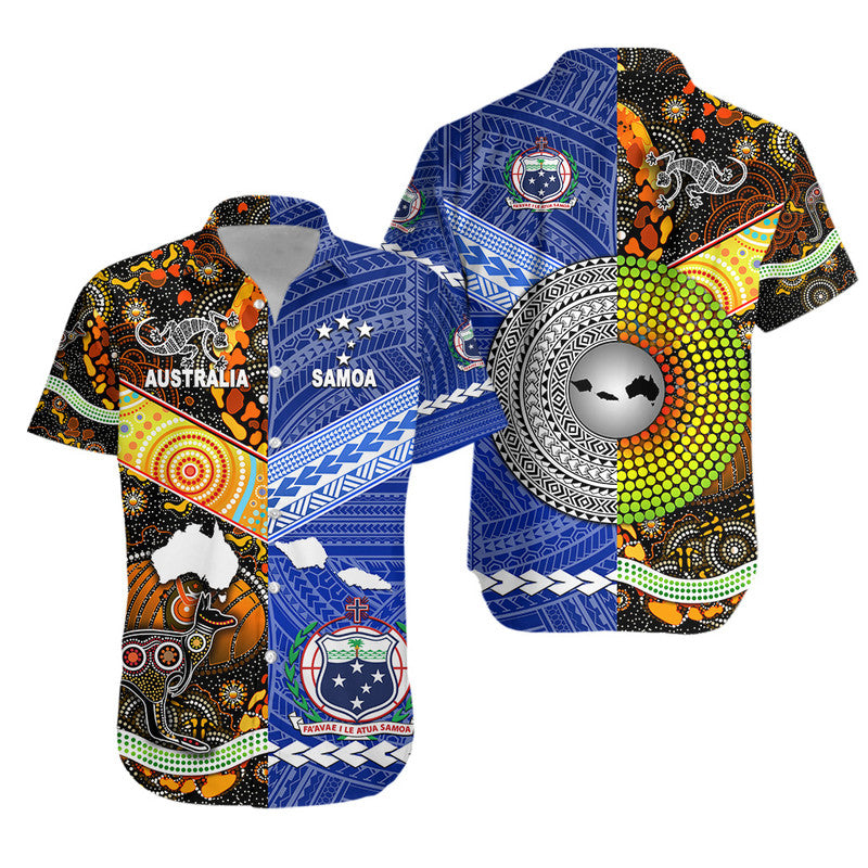 Samoa And Australia Aboriginal Hawaiian Shirt Together LT8 Unisex Blue - Polynesian Pride