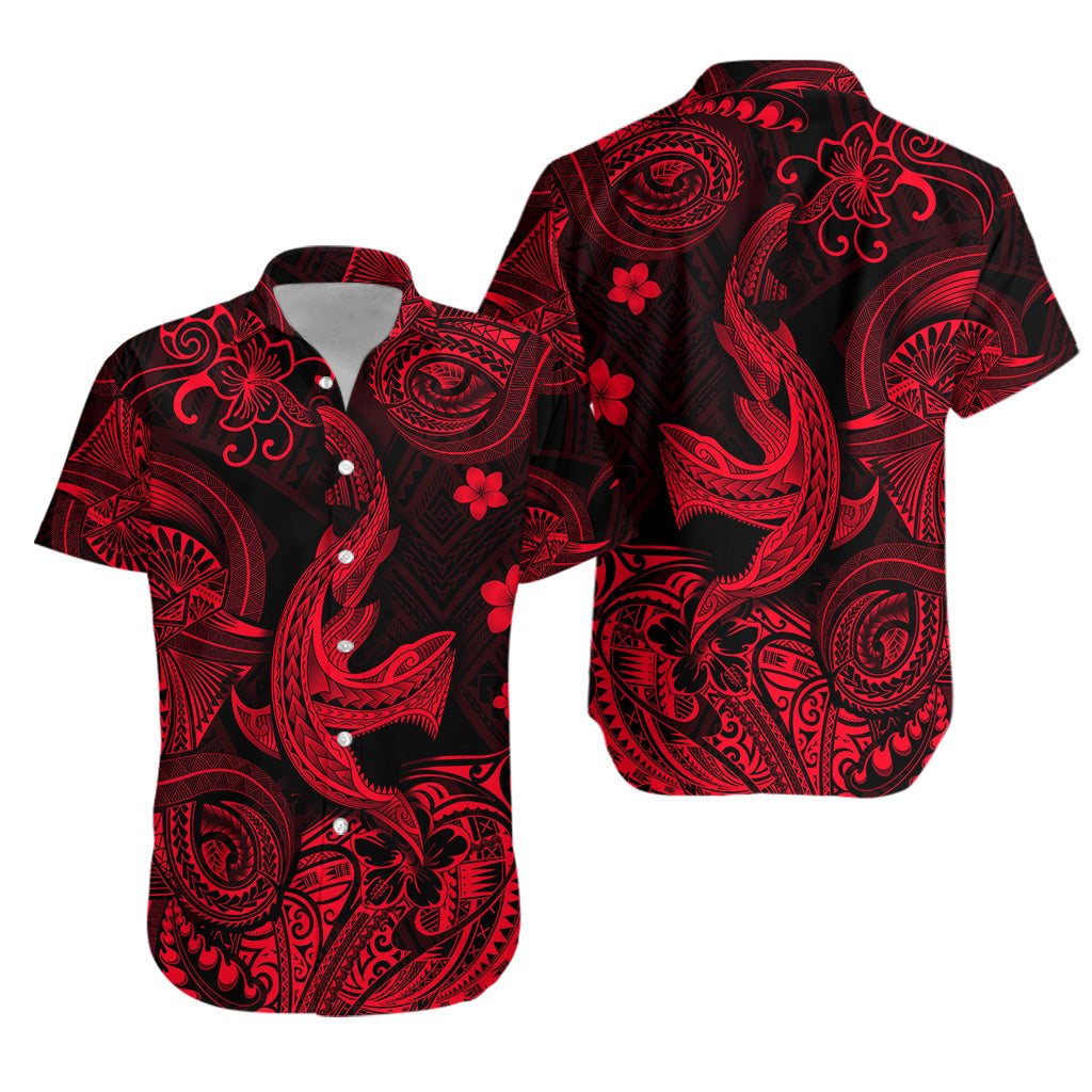 Hawaii Shark Angry Polynesian Hawaiian Shirt Unique Style - Red LT8 Red - Polynesian Pride