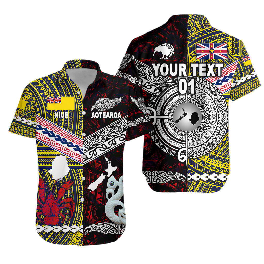 (Custom Personalised) New Zealand Maori Aotearoa And Niue Together Hawaiian Shirt - Red, Custom Text And Number LT8 Unisex Yellow - Polynesian Pride