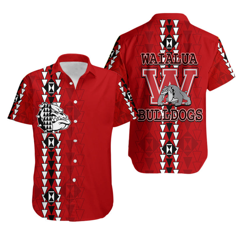 Hawaii - Waialua Bulldogs High Mix Kakau Hawaiian Shirt LT6 Red - Polynesian Pride