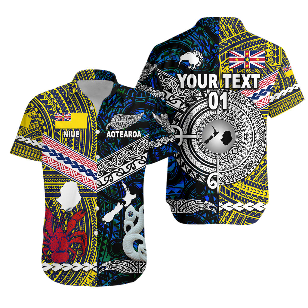 (Custom Personalised) New Zealand Maori Aotearoa And Niue Together Hawaiian Shirt - Blue, Custom Text And Number LT8 Unisex Yellow - Polynesian Pride