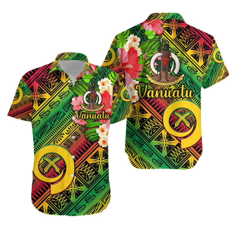 Vanuatu Hawaiian Shirt Independence Be Proud Vanuatu Flag - Gradient Vibes LT8 Unisex Green - Polynesian Pride