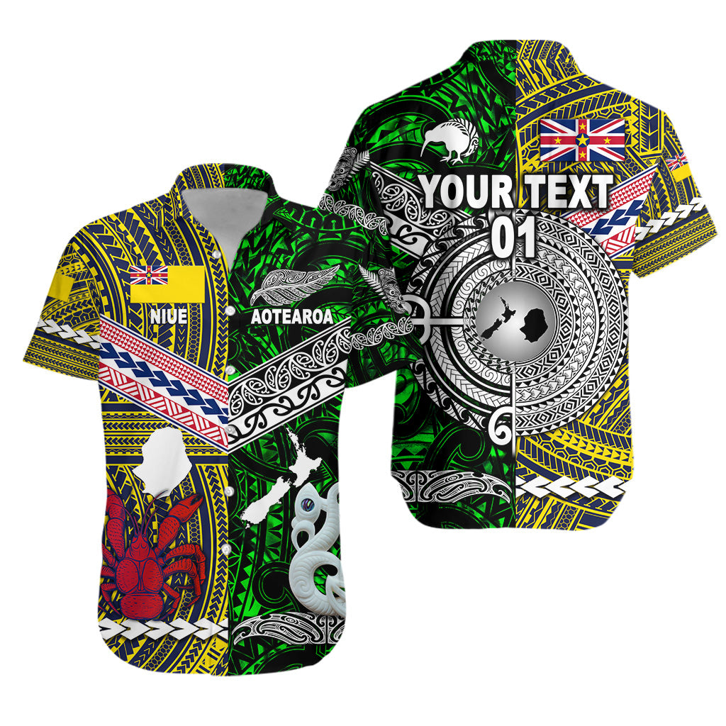 (Custom Personalised) New Zealand Maori Aotearoa And Niue Together Hawaiian Shirt - Green, Custom Text And Number LT8 Unisex Yellow - Polynesian Pride