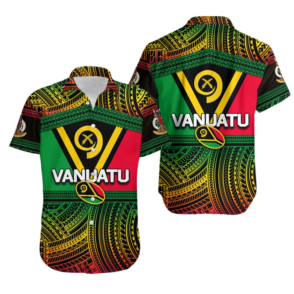 Vanuatu Hawaiian Shirt Rugby Polynesian Patterns Unisex Black - Polynesian Pride