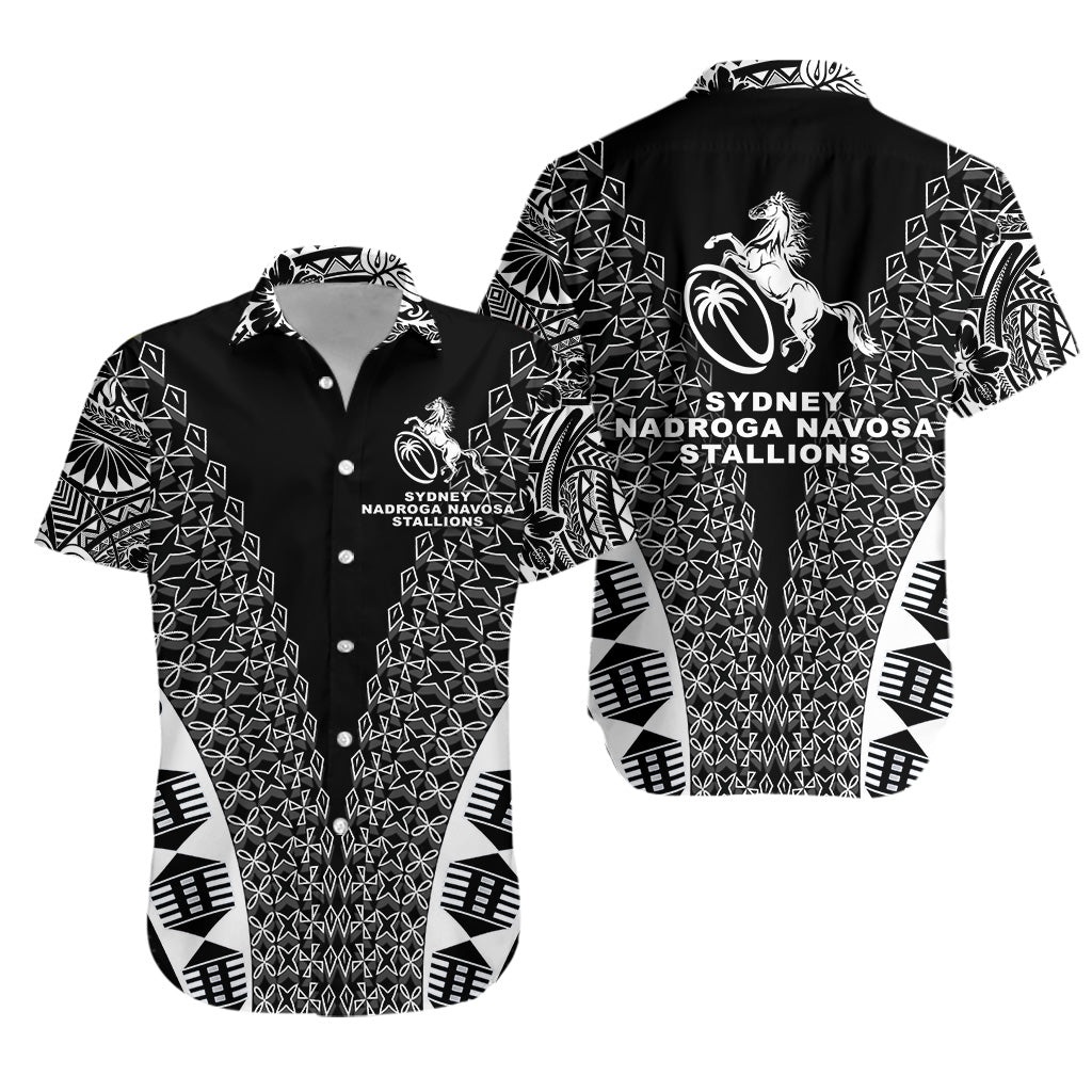 Fiji Rugby Hawaiian Shirt Sydney Nadroga Navosa Stallions Tapa Vibes LT8 Unisex Black - Polynesian Pride