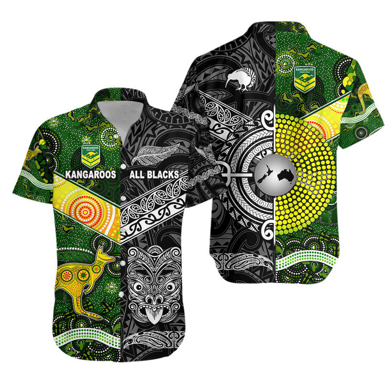 New Zealand Maori All Black And Australia Kangaroos Aboriginal Hawaiian Shirt Rugby Together LT8 - Polynesian Pride