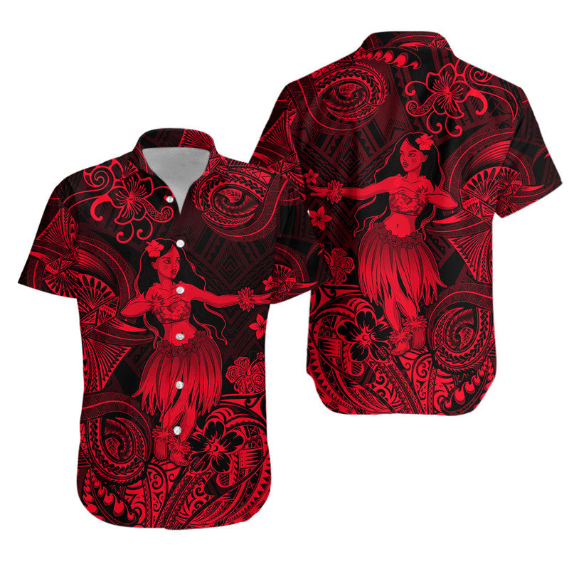 Hawaii Hula Girl Polynesian Matching Dress and Hawaiian Shirt Matching Couples Outfit Unique Style Red LT8 - Polynesian Pride