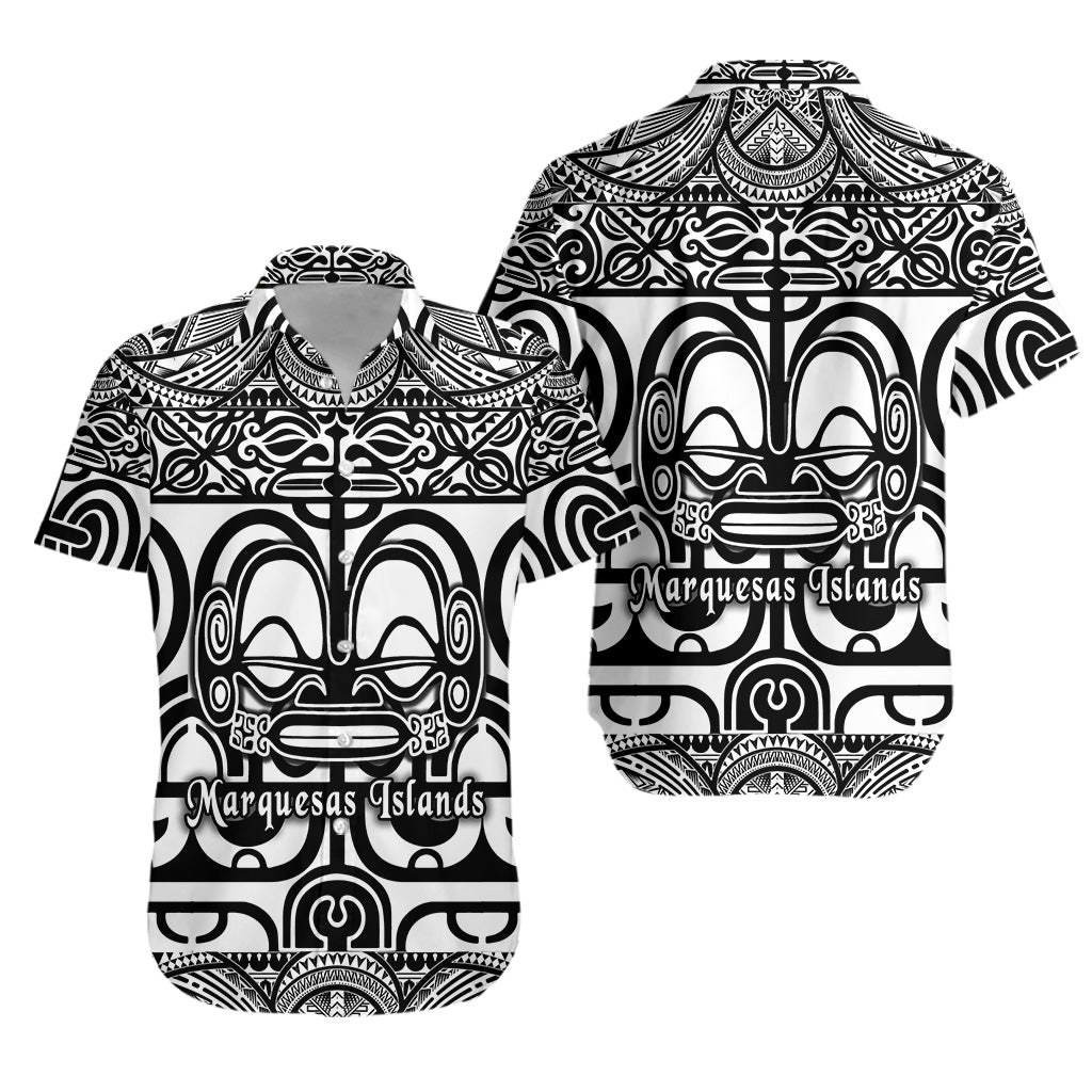 Marquesas Islands Hawaiian Shirt Marquesan Tattoo Simple Style - Black LT8 - Polynesian Pride