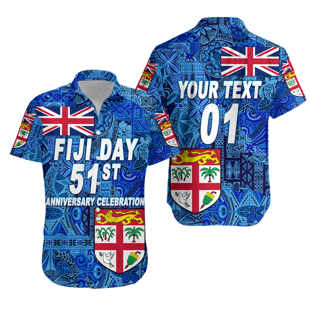 (Custom Personalised) Fiji Day Hawaiian Shirt Independence Anniversary Original Style, Custom Text And Number LT8 Unisex Blue - Polynesian Pride