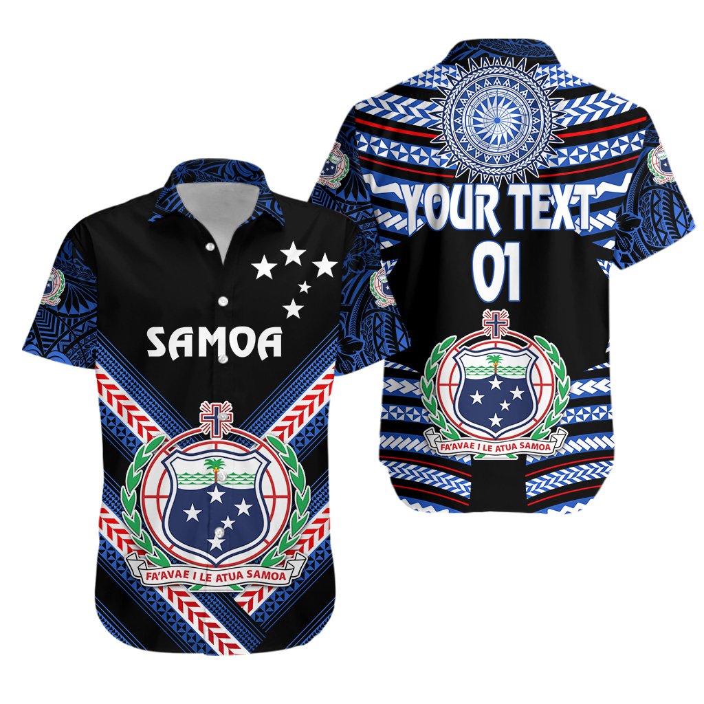 (Custom Personalised) Manu Samoa Rugby Hawaiian Shirt Creative Style - Black, Custom Text And Number Unisex Black - Polynesian Pride